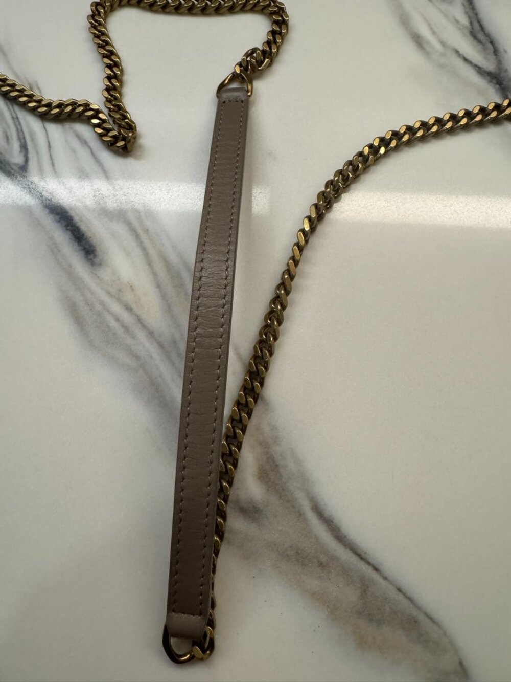 Yves Saint Laurent Taupe Quilted Leather Crossbody with Gold Chain - Picture 3 of 8